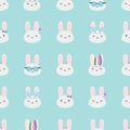 Kawaii rabbits seamless vector pattern