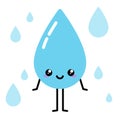 Kawaii raindrop happy character, rainy day concept Royalty Free Stock Photo