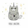 Kawaii robot unicorn Royalty Free Stock Photo