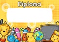 Kawaii school diploma with cute education supplies