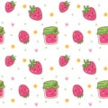 Kawaii seamless background with strawberry jam