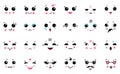 Kawaii set. Cartoon Japanese cute emoticons, smile laugh anger and cry emotions with big black eyes. Vector funny anime Royalty Free Stock Photo