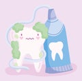 kawaii sick tooth and toothpaste