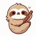 kawaii sloth art Royalty Free Stock Photo