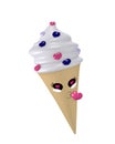 Kawaii soft ice cream in an ice cream bag with kiss mouth.