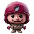 Kawaii Soldier Emoji In Red Helmet And Maroon Military Gear Royalty Free Stock Photo