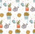 Kawaii spring with flower and bird background