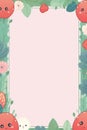 kawaii strawberry border with leaves and flowers