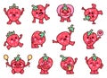 Kawaii strawberry character. Cute cartoon fruit