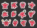 Kawaii strawberry character. Sticker Bookmark