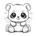 Kawaii style coloring page panda AI generated illustration