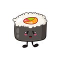 Kawaii sushi, rolls, sashimi - isolated single icon Royalty Free Stock Photo