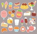 Kawaii sweet food stickers set Royalty Free Stock Photo