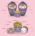 Kawaii temaki sushi rice soup food japanese cartoon, sushi and rolls