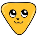 Kawaii triangle emoticon with an innocent geeky face, doodle kawaii. doodle icon image