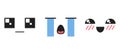 Kawaii Unhappy, Crying Or Shy Face Emojis Feature Large, Square, Glistering Expressive Eyes, Tears, Blushing Cheeks