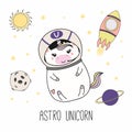 Kawaii unicorn astronaut Royalty Free Stock Photo