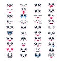 Kawaii vector cartoon emoticon character with different emotions and face expression collection illustration emotional