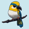 Kawaii vector cartoon illustration of cute Macaw bird Royalty Free Stock Photo