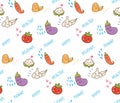 Kawaii Vegetable doodle seamless pattern