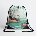 Kawaii Waves Drawstring Bag With Cyril Rolando Style Illustration Royalty Free Stock Photo