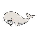 Kawaii Whale with a Shy Expression Swimming Royalty Free Stock Photo