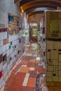 KAWAKAWA, NEW ZEALAND, FEBRUARY 17, 2020: Hundertwasser Public Toilets at Kawakawa, New Zealand