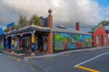 KAWAKAWA, NEW ZEALAND, FEBRUARY 17, 2020: Street art in Hundertwasser style at Kawakawa, New Zealand