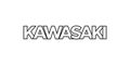 Kawasaki in the Japan emblem. The design features a geometric style, vector illustration with bold typography in a modern font.