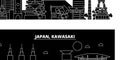 Kawasaki silhouette skyline. Japan - Kawasaki vector city, japanese linear architecture, buildings. Kawasaki line travel