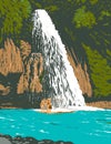 Kawasan Falls in Barangay Matutinao Badian Cebu Philippines WPA Art Deco Poster