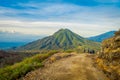 KAWEH IJEN, INDONESIA: Beautiful shot of high altitude landscape with green mountains in the distance