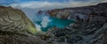 KAWEH IJEN, INDONESIA: Spectacular overview of volcanic crater lake with rough mountain cliffs, great nature concept