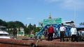 Officer standing and walking around at the immigration port of Kawthoung province