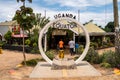 Equator sign photo-op for tourists. Uganda is one of the few countries in the world where the Royalty Free Stock Photo