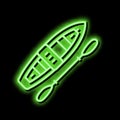 kayak boat neon glow icon illustration