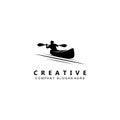 kayak boat paddle logo icon vector, retro concept