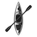 Kayak boat with paddle vector black illustration Royalty Free Stock Photo