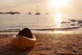 Kayak boat on sandy beach Royalty Free Stock Photo