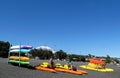 Kayak boats rent near Villarica volcano in Chile Royalty Free Stock Photo