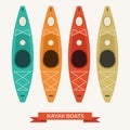 Kayak Boats Vector Colorful Icons Royalty Free Stock Photo