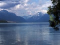 Kayak at Bowman Lake Glacier National Park Royalty Free Stock Photo