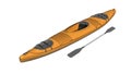Kayak, canoe, boat with paddles isolated on white background Royalty Free Stock Photo