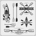 Kayak and canoe emblems, labels, badges and design elements. Print design for t-shirts. Royalty Free Stock Photo