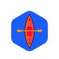 Kayak, canoe icon, flat vector