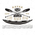 Kayak and canoe vintage label, Hand drawn sketch, grunge textured retro badge, typography design t-shirt print, vector illustratio