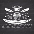 Kayak and canoe vintage label, Hand drawn sketch, grunge textured retro badge, typography design t-shirt print, vector illustratio