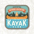 Kayak club patch. Vector illustration. Concept for shirt, stamp or tee. Vintage typography design with kayaker Royalty Free Stock Photo