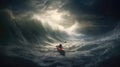 Kayak Crashes In A Storm. Generative AI Royalty Free Stock Photo