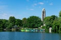 Kayak Dock area at Quarry Lake in Naperville Illinois near the Riverwalk Royalty Free Stock Photo